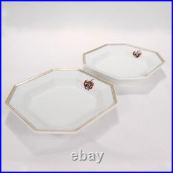 Pair of Antique KPM Royal Berlin Armorial Octagonal Porcelain Bowls or Plates