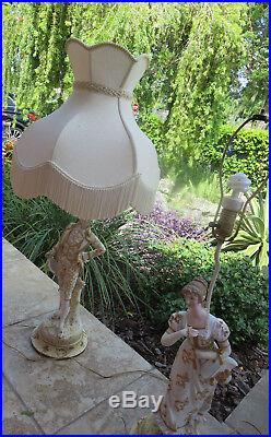 Pair of Antique Porcelain KPM SITZENDORF Table Lamps