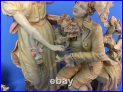 Pair of Mantel Porcelain Man Lady Proposal Engagement Dresden Figurines KPM VGC