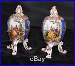 RARE KPM Porcelain 3 Legged Egg Shaped Tea Caddy or Urn with Cover Handpainted-A