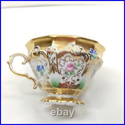 Rare Antique KPM Berlin HP Gold & Floral Beautiful Tea Cup Only Circa 1847s