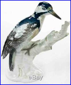 Rare Antique KPM Berlin Porcelain Bird Woodpecker Model Figurine
