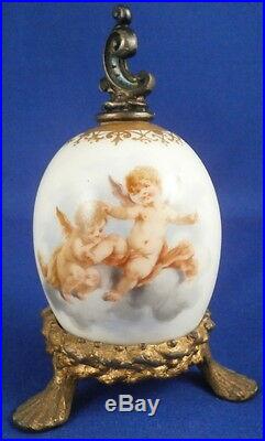 Rare Antique KPM Berlin Porcelain Scenic Perfume Egg Bottle Porzellan Perfuem Ei