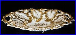 Rare Antique mid-1800's KPM (Krister) Pierced Gilded Oak Leaf 14 Platter