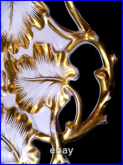 Rare Antique mid-1800's KPM (Krister) Pierced Gilded Oak Leaf 14 Platter