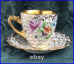 Rare Color 19th Century Fine Hand Painted KPM Porcelain Demitasse Cup and Saucer