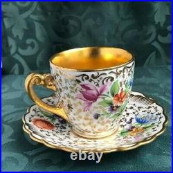 Rare Color 19th Century Fine Hand Painted KPM Porcelain Demitasse Cup and Saucer