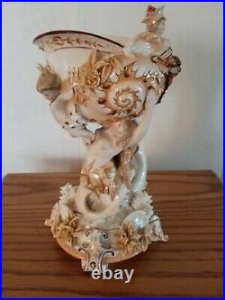 Rare KPM Meissen Porcelain Mermaid and Putti Group -Crossed swords 11 1/2 Inch