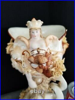 Rare KPM Meissen Porcelain Mermaid and Putti Group -Crossed swords 11 1/2 Inch