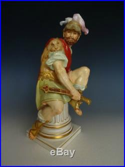 Rare Pair Antique KPM Berlin Roman Soldier And Lady Warrior Porcelain Figurines