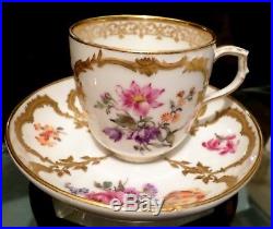 Royal Porcelain Factory KPM Porcelain Gold Gilt Painted Floral Cup and Saucer