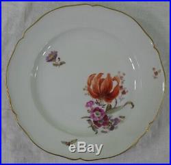 Set 4 Antique Porcelain KPM Plates 9 1/2 inch Hand Painted Floral Flowers German