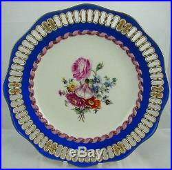 Set 6 Antique Berlin Porcelain Neo Classical Pierced 24 cm Plates Ribbon/Flowers