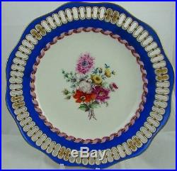 Set 6 Antique Berlin Porcelain Neo Classical Pierced 24 cm Plates Ribbon/Flowers