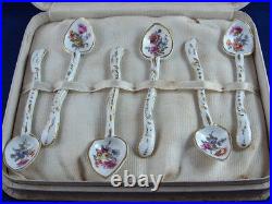 Set of 6 Antique KPM Berlin Porcelain Floral Spoons Porzellan Loeffel Spoon