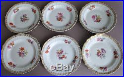 Set of 6 Antique c1900 KPM HandPainted Porcelain 7 Bowls FLOWERS w Gilt Trim