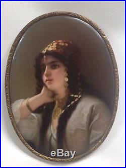 Signed KPM Antique Porcelain Plaque 9 x 7 Finely Painted Beautiful Lady c. 1900