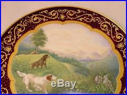 Stunning Kpm Porcelain Tray Plaque Hunting Dog Bird Antique 1894 Hand Painted
