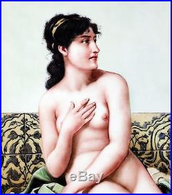 Stunning1800 Original Stamped KPM Enamel Painting Porcelain Plaque with Nude Lady