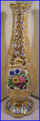 Superb Antique Kpm Berlin Porcelain 7+ Bud Vase Hnd P Gold Flowers Orb Scepter