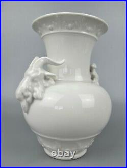 Superb antique KPM white porcelain Goat Head Vase. Berlin Royal Porcelain 17.5cm