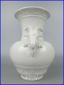 Superb antique KPM white porcelain Goat Head Vase. Berlin Royal Porcelain 17.5cm