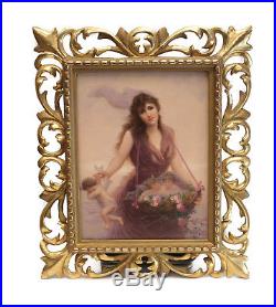 Very Fine KPM Porcelain Plaque Beauty Collecting Cherubs, c1890. Signed Walther