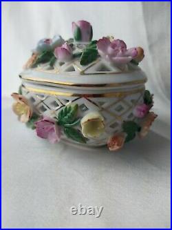 Vintage German KPM Hand Painted Porcelain Jewelry Trinket Box