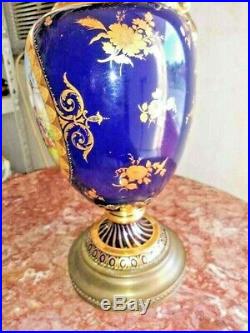 Vintage Huge KPM Porcelain and Brass Pitcher
