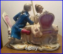 Vintage KPM Germany Lace Porcelain Figurine of Couple Having Tea