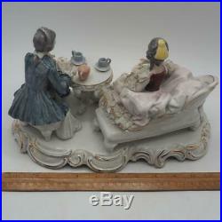 Vintage KPM Porcelain Figural Courting Couple Having Tea Dresden Lace