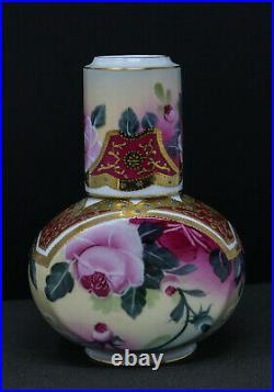Vintage KPM Porcelain Tea/Water Caddy WithCup Pink Roses Gold Cloisonne Trim