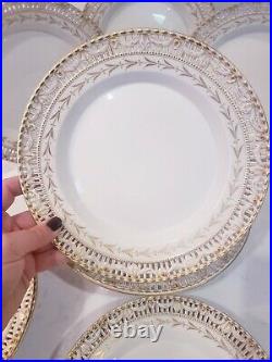 Vintage KPM gold swag reticulated porcelain Plates and footed tazza Germany