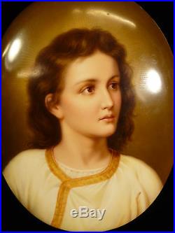 Wonderful Signed 19th Cent. Kpm Berlin Porcelain Portrait Plaque Of Young Jesus